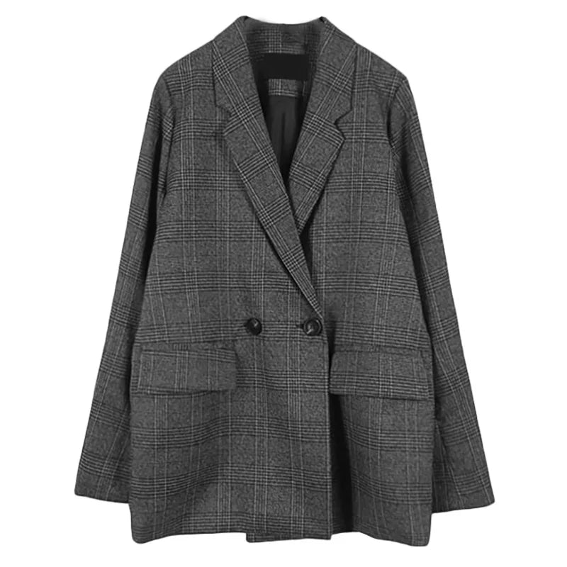 Women’s Vintage Plaid Double-Breasted Blazer