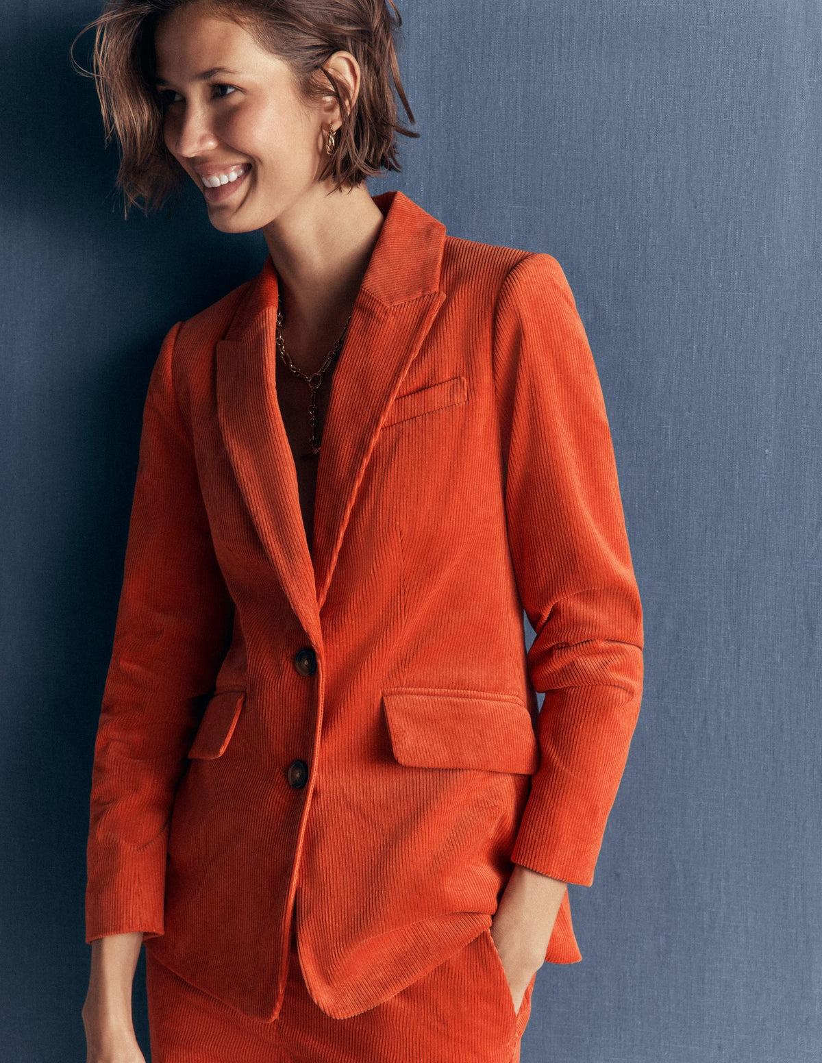 Stamford Cord Blazer-Spiced Ginger