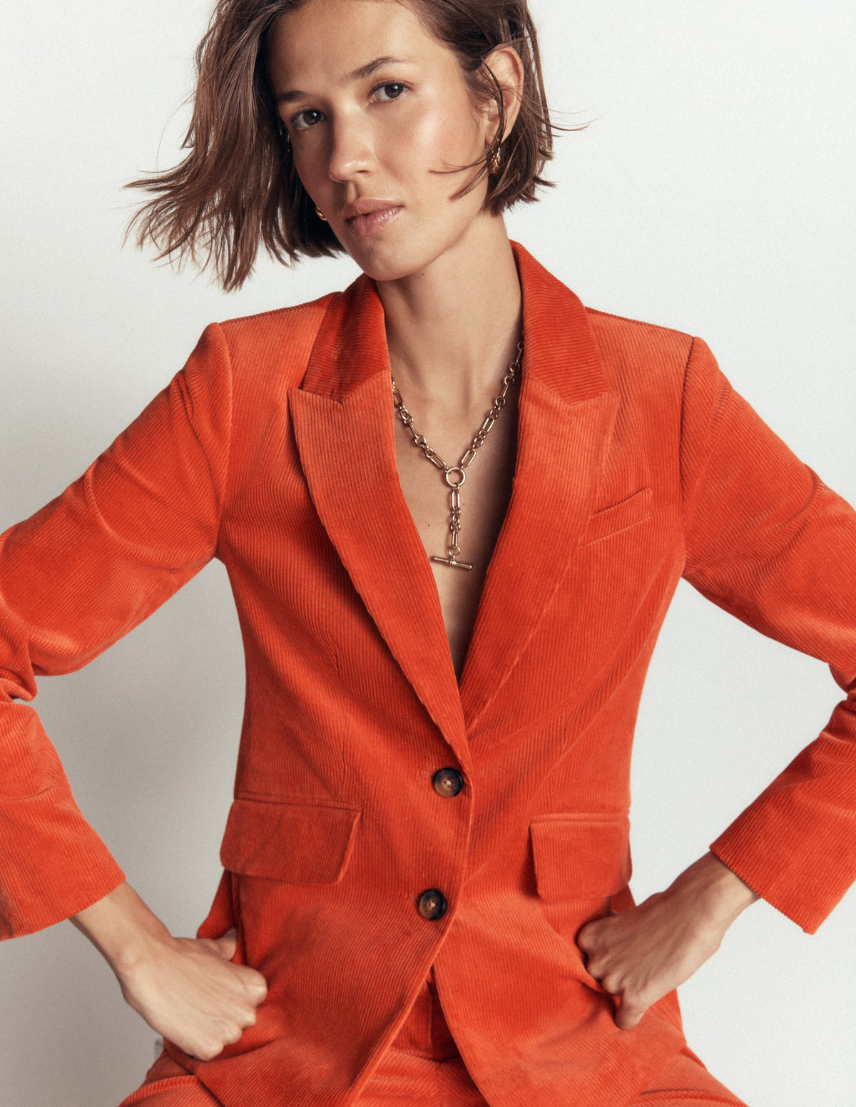 Stamford Cord Blazer-Spiced Ginger