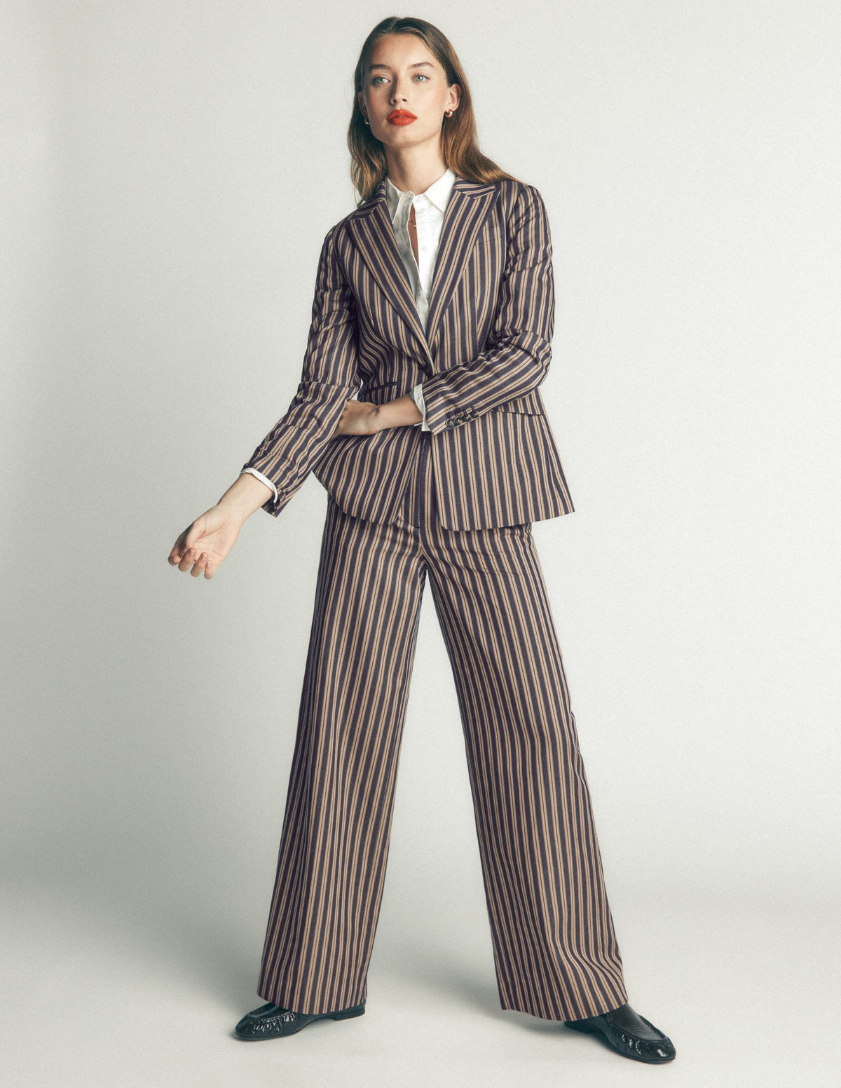 Stamford Tailored Blazer-Navy, Camel Tram Stripe