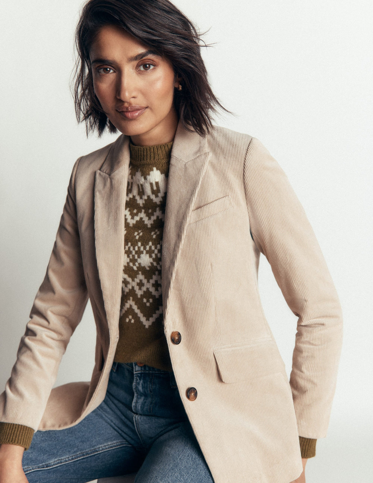 Stamford Cord Blazer-Latte