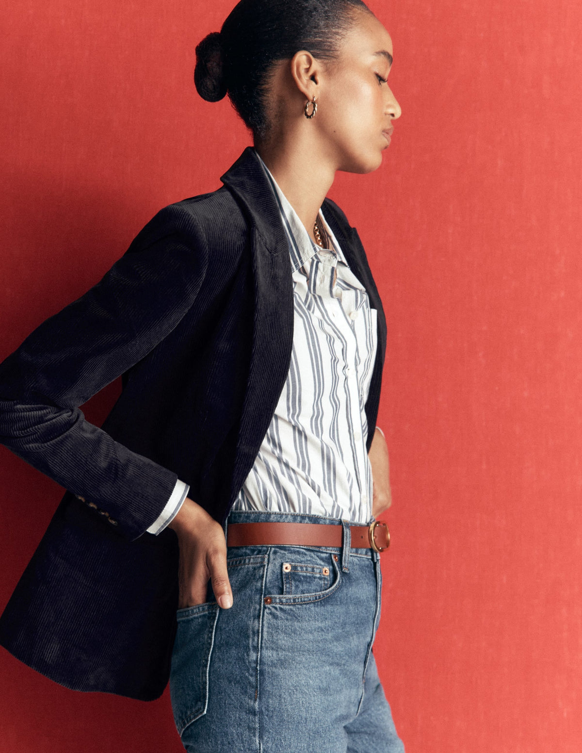 Stamford Cord Blazer-Navy