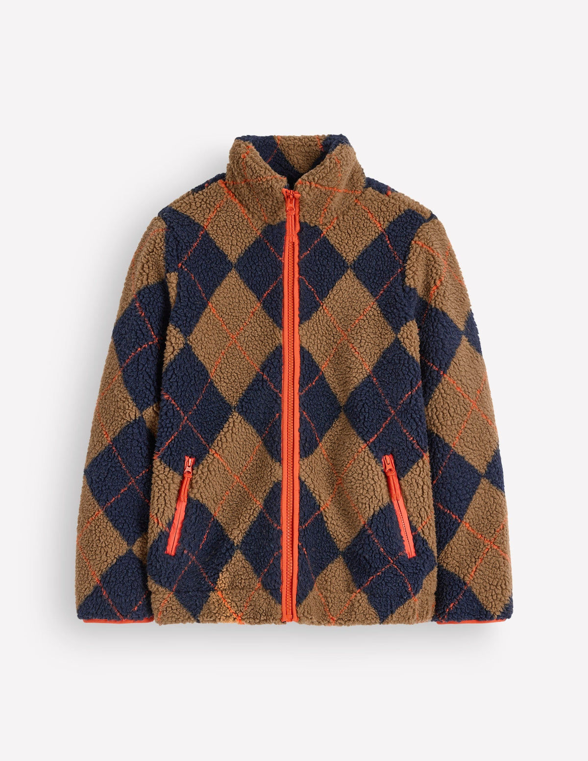 Alnwick Borg Jacket-Camel, Navy & Orange Argyle