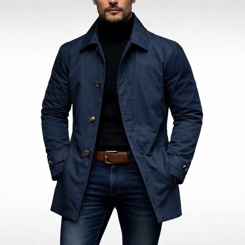 Men’s Quilted Mid-Length Notch Lapel Jacket