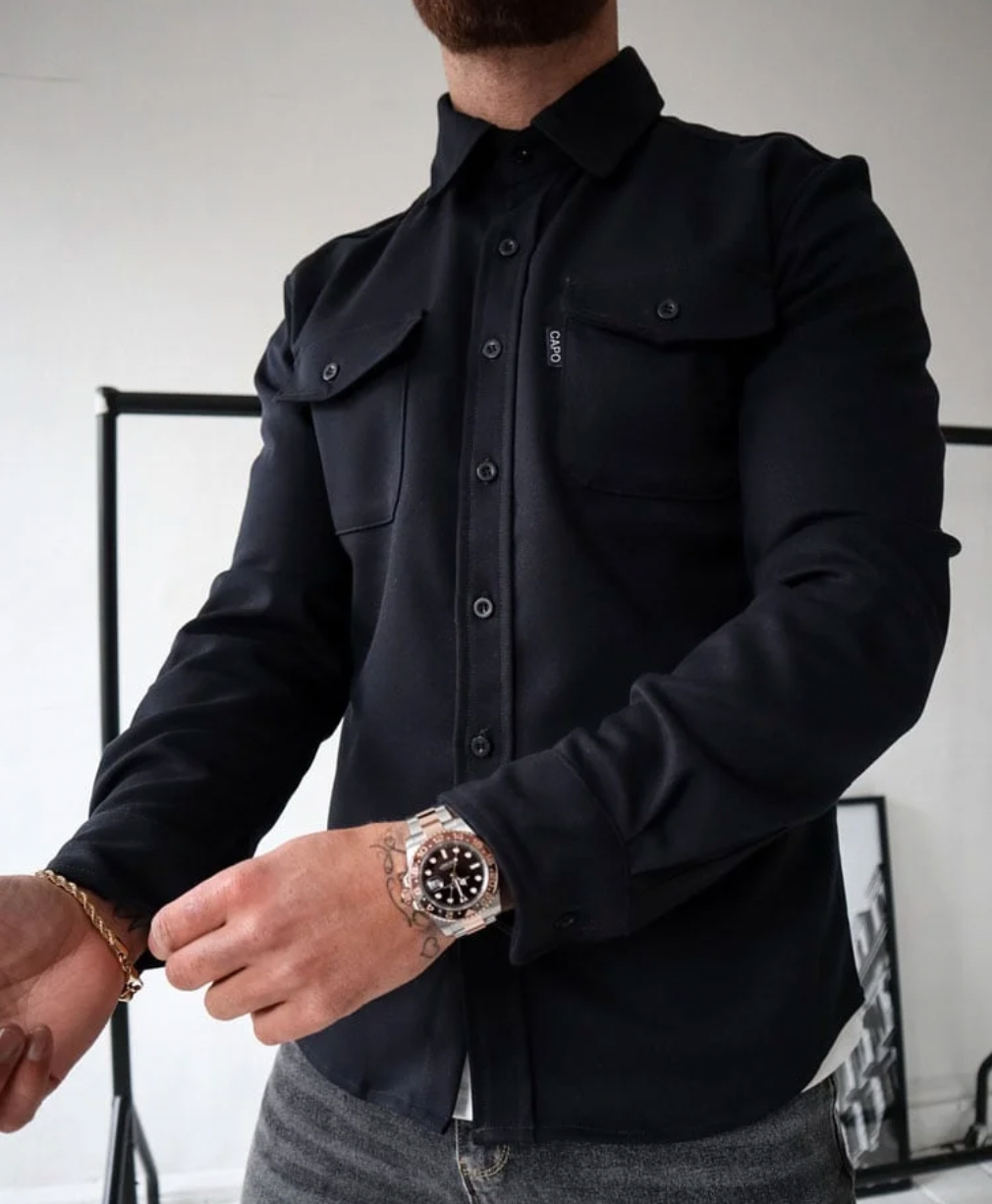 Men’s Lightweight Button-Front Utility Shirt Jacket
