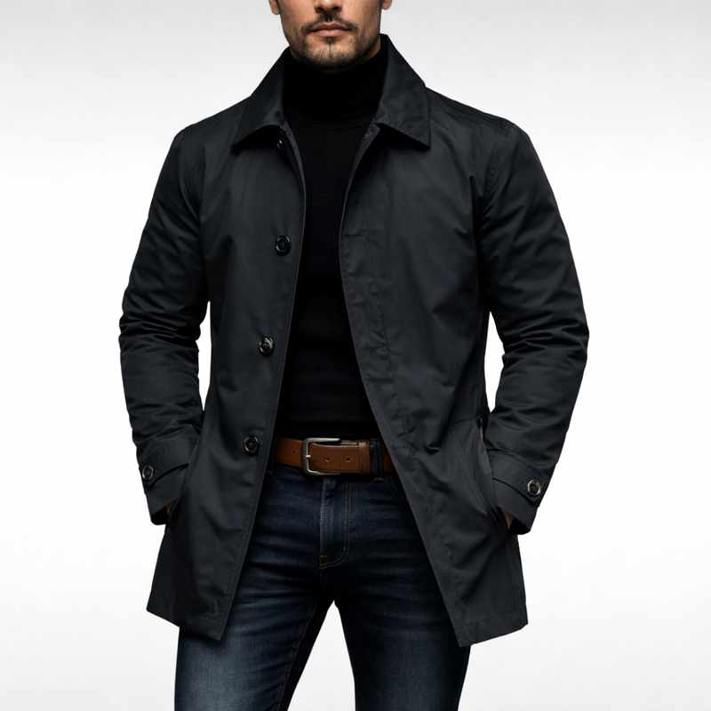 Men’s Quilted Mid-Length Notch Lapel Jacket