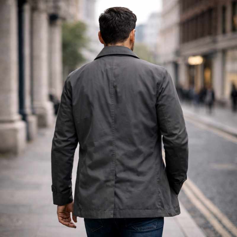 Men’s Quilted Mid-Length Notch Lapel Jacket