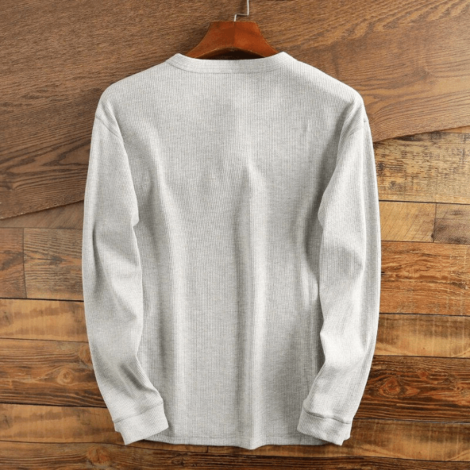 Men’s Textured Waffle-Knit Button-Placket Henley