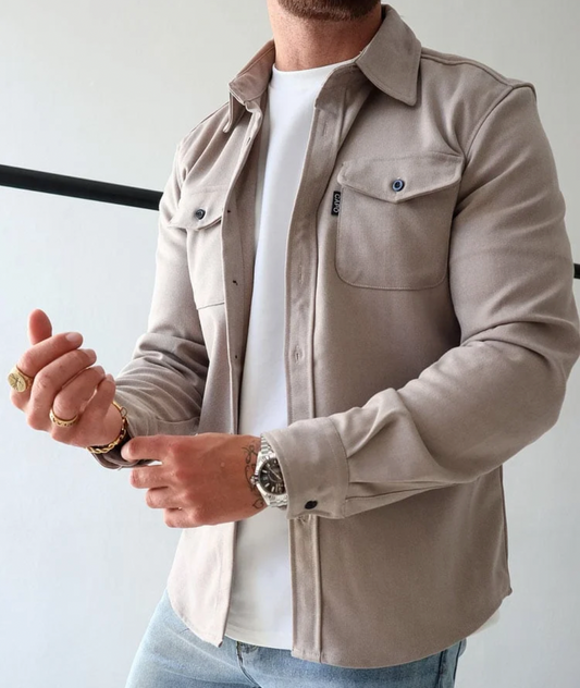 Men’s Lightweight Button-Front Utility Shirt Jacket