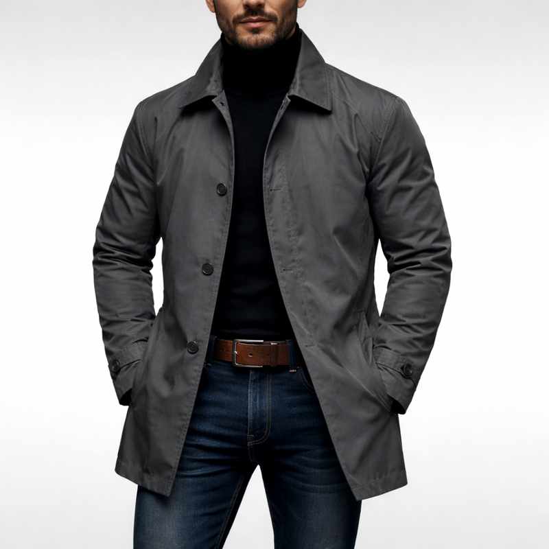 Men’s Quilted Mid-Length Notch Lapel Jacket