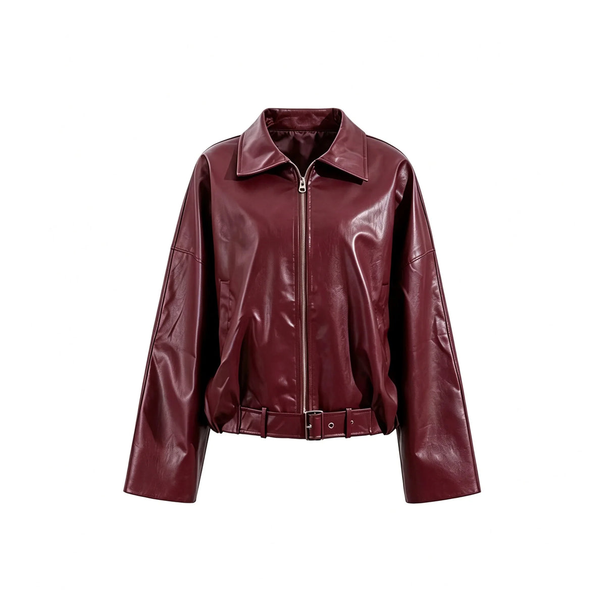 Vintage Belted Faux-Leather Bomber Jacket – Espresso & Onyx Edition