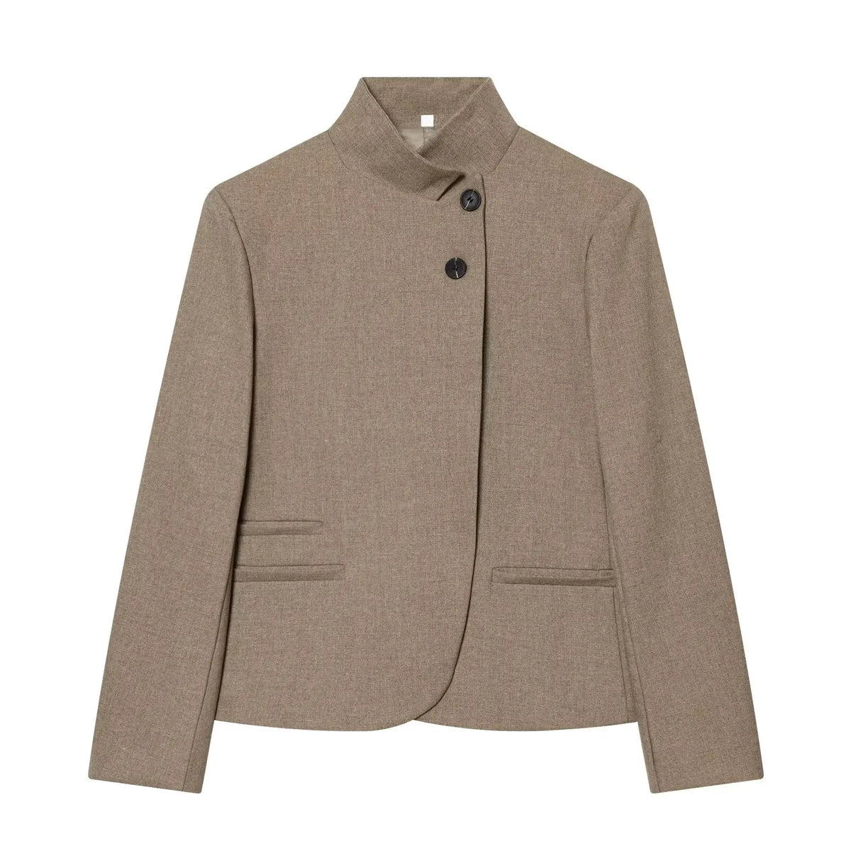 Modern Asymmetric High-Neck Blazer