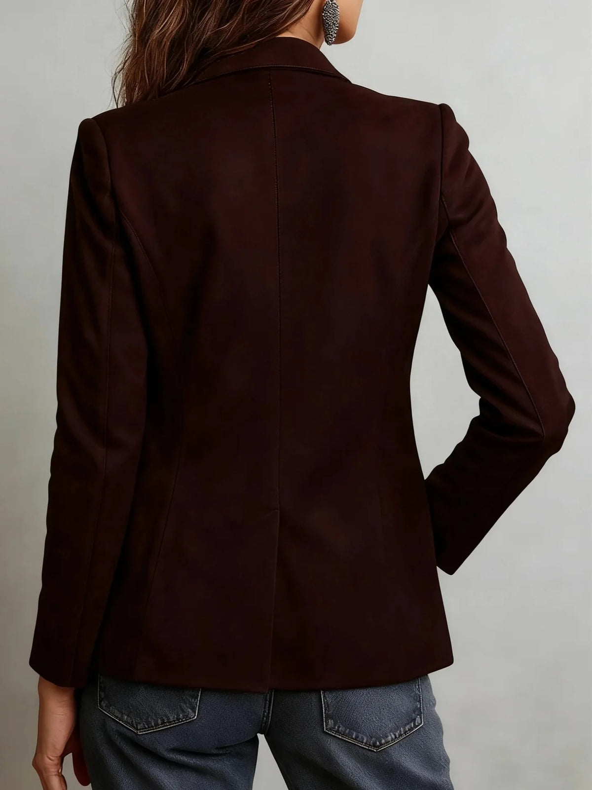 Sophisticated Tan Suede Blazer – Chic Tailored Outerwear