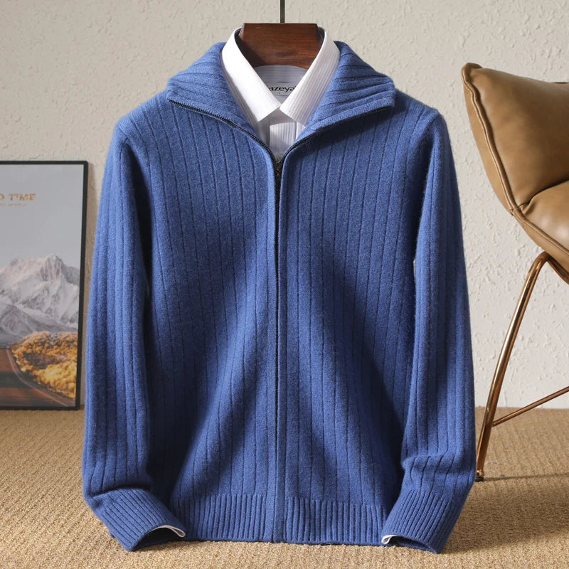 Luxe Off-White Full-Zip Knit Cardigan