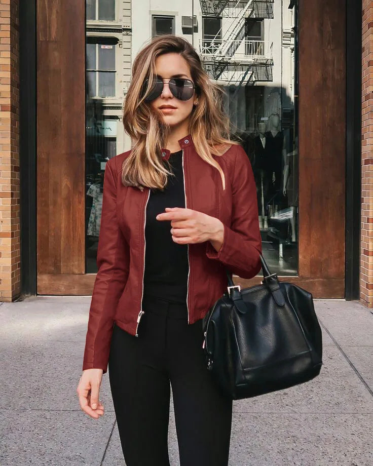 Urban Chic Black Faux-Leather Biker Jacket – Slim-Fit Streetwear