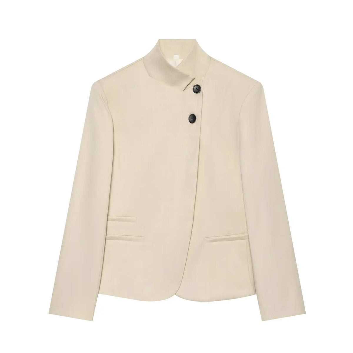 Modern Asymmetric High-Neck Blazer
