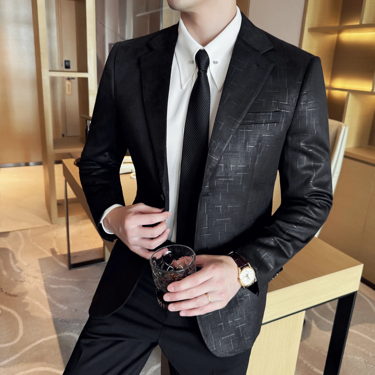 Men’s Jacquard Slim Fit Suit Jacket