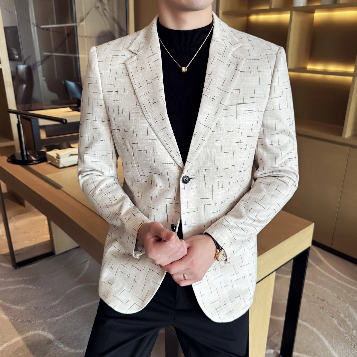 Men’s Jacquard Slim Fit Suit Jacket
