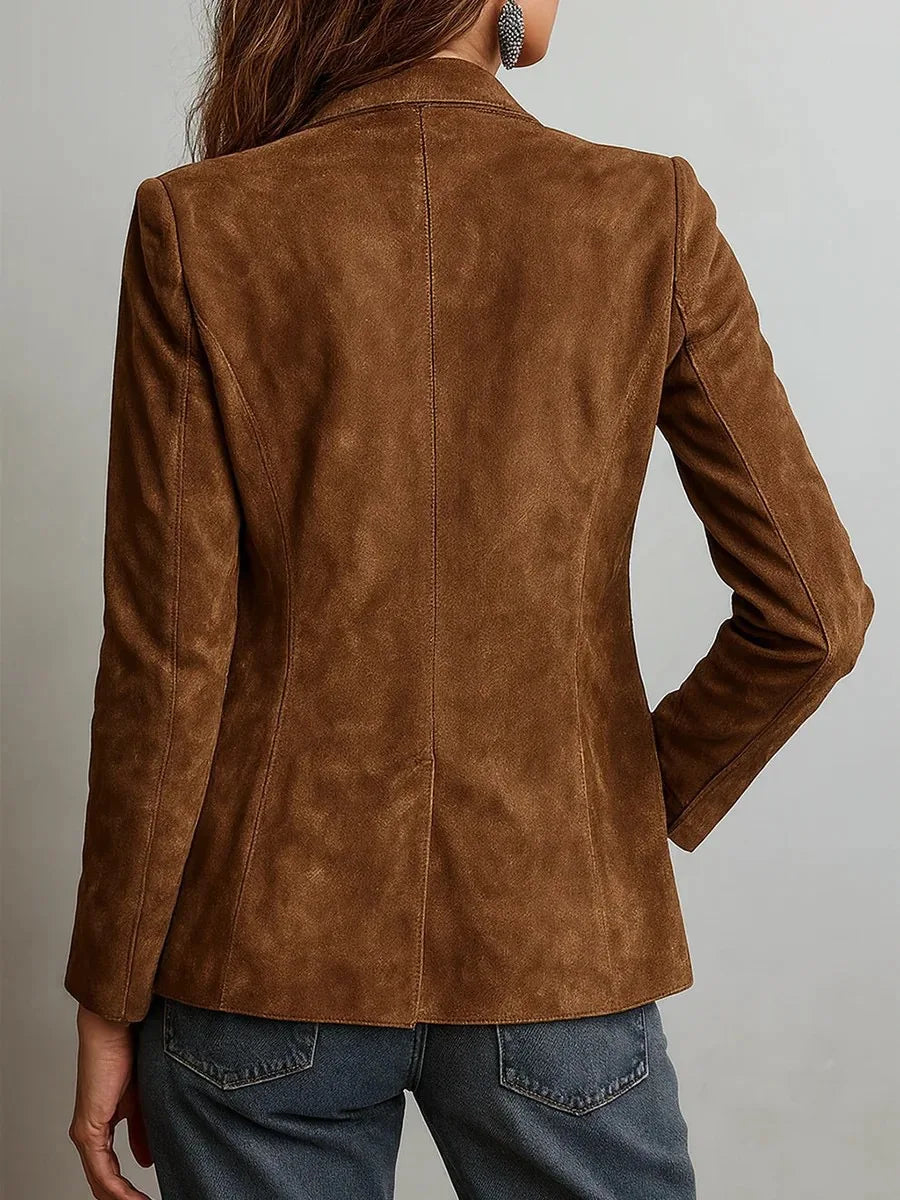 Sophisticated Tan Suede Blazer – Chic Tailored Outerwear