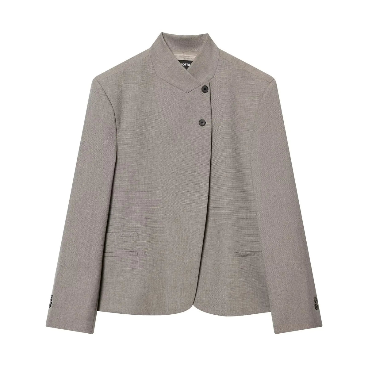 Modern Asymmetric High-Neck Blazer