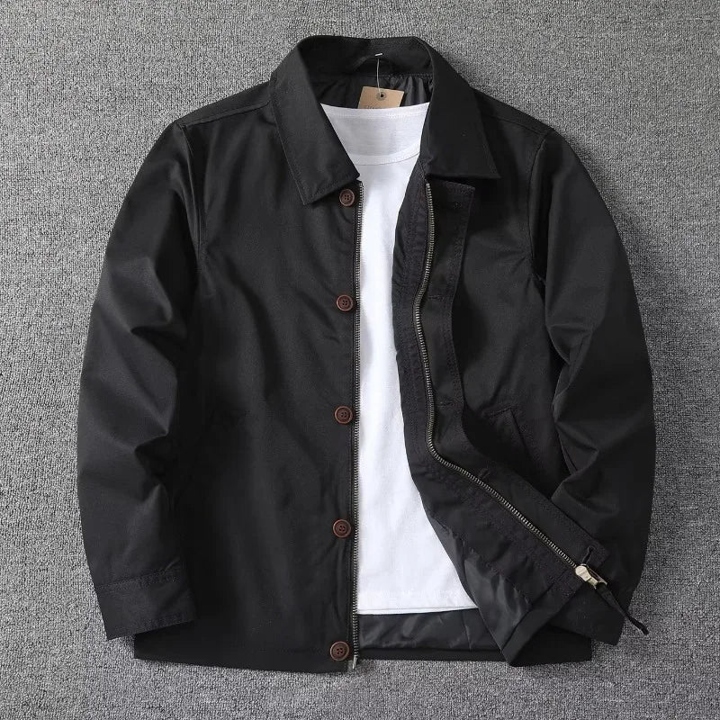 The Classic Navy Workwear Jacket | Zip & Button Closure