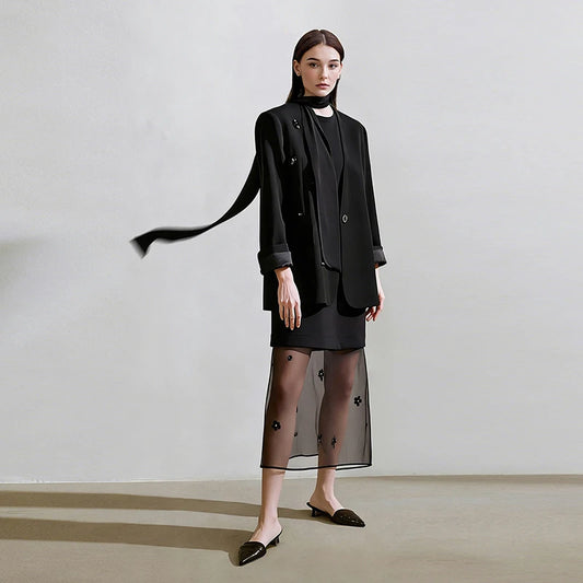Women’s Elegant Tie-Neck Blazer