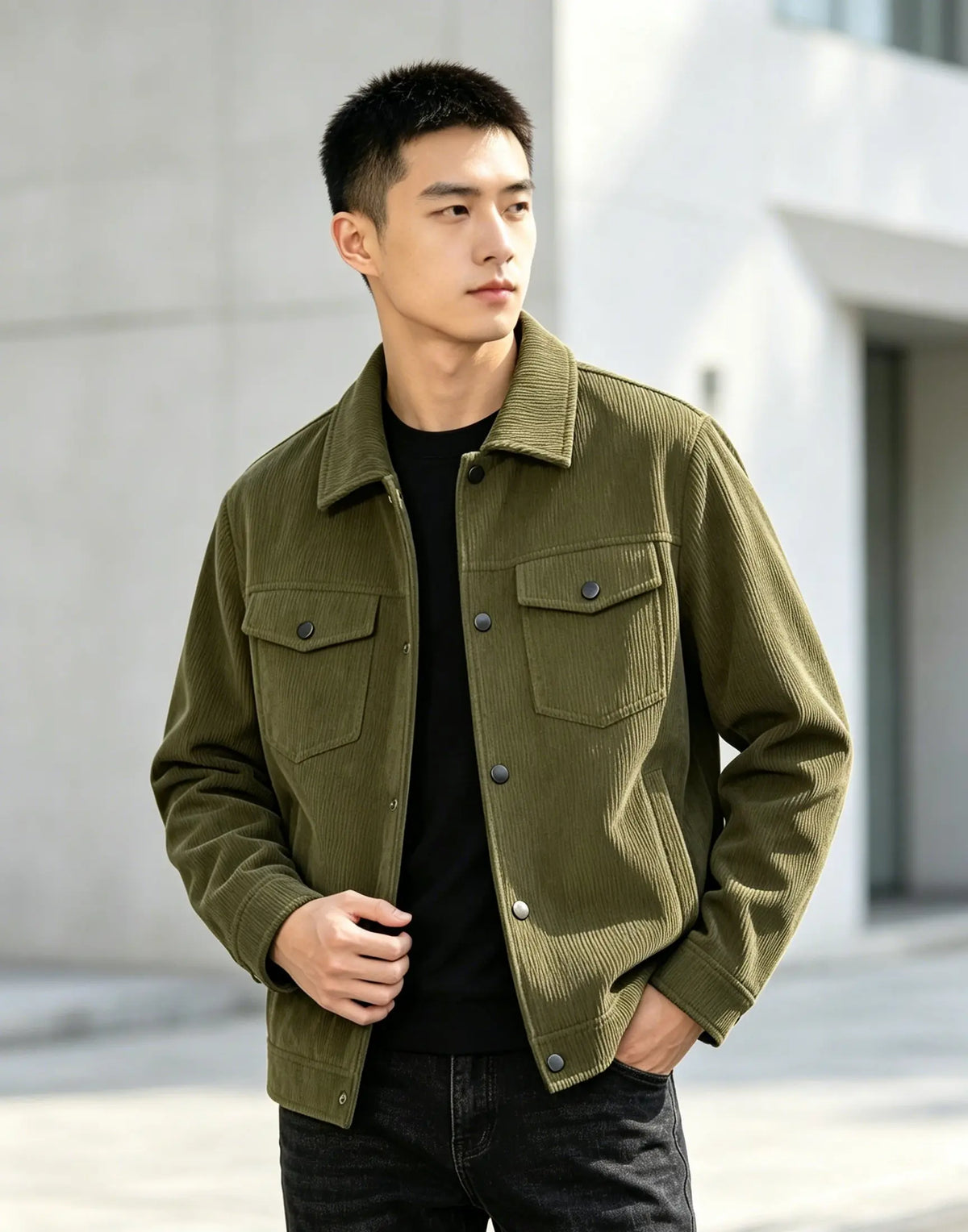 The Metropolitan Olive Flap-Pocket Jacket | Autumn Outerwear