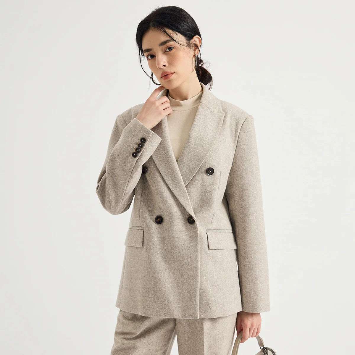 Women’s Cashmere Wool Blend Double-Breasted Blazer